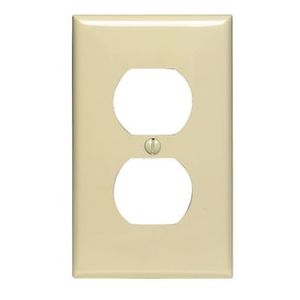 Leviton 80703-NT Thermoplastic Nylon Device Mount Standard Size 1-Gang Duplex Receptacle Wallplate 1-Duplex Receptacle Light Almond