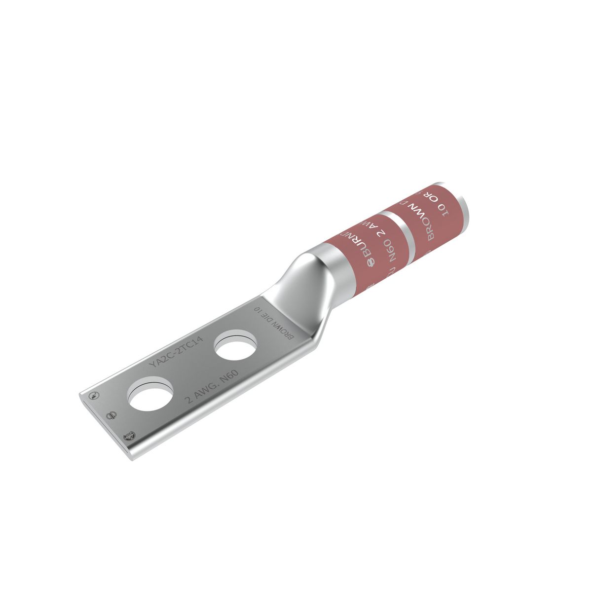 Burndy YA2C2N Electro Tin Plated Copper 2-Hole YA-2N Compression