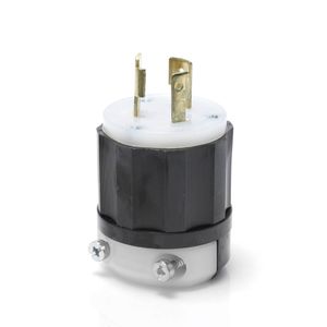 Leviton 2311 3-Wire 2-Pole Polarized Extra Heavy-Duty Industrial Grade Locking Plug 125-Volt 1-Phase 20-Amp NEMA L5-20P Black/White