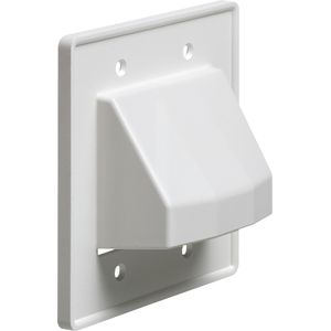 Arlington CE2 Plastic 2-Gang 1-Port Reversible Low Voltage Cable Entrance Plate White Scoop