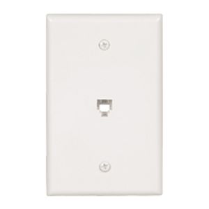 Cooper Wiring Device 3533-4W Thermoplastic Telephone Jack With Mid-Size Wallplate White