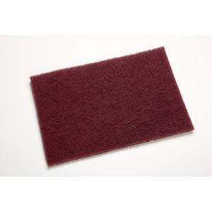 3M 7447 Non-Woven Nylon/Polyester Fiber Hand Pad 9-Inch x 6-Inch x 1/4-Inch Maroon Scotch-Brite