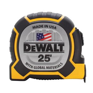 Dewalt DWHT36225S Black/Yellow 3-Rivet Hook Tape Measure 25-ft 1/16-Inch XP