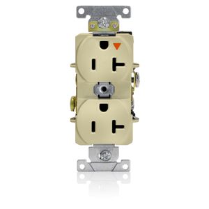 Leviton 5362-IGI Industrial Specification Grade Extra Heavy-Duty Impact-Resistant Straight Blade Duplex Receptacle 20-Amp 125-Volt NEMA 5-20R Ivory