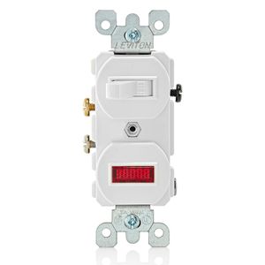 Leviton 5226-W 1-Pole Duplex AC Combination Switch With Neon Pilot Light 120/277-Volt AC Switch 120-Volt AC Neon Pilot Light 15-Amp NEMA 5-15R White