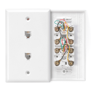 Leviton 40244-W Plastic 2-Port Standard Telephone Wall Jack White Decora