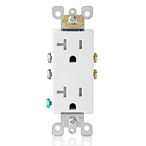 Leviton T5825-W Residential Grade Tamper-Resistant Duplex Receptacle 20-Amp 125-Volt NEMA 5-20R Self Grounding White Decora