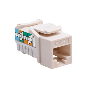 Leviton 61HOM-RT6 High Impact Fire Retardant Plastic Snap-In Jack Connector Light Almond Home 6 QuickPort