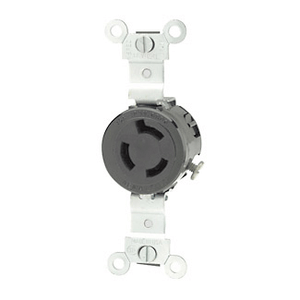 Leviton 4560 Industrial Grade Flush Mount Impact-Resistant Chemical-Resistant Single Locking Receptacle 15-Amp 250-Volt NEMA L6-15R Black