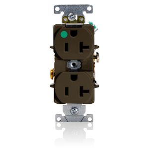 Leviton 8300-H Hospital Grade Heavy-Duty Straight Blade Duplex Receptacle 20-Amp 125-Volt NEMA 5-20R Brown