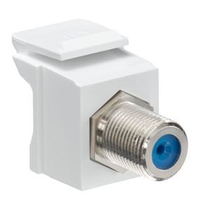 Leviton 41084-FWF Plastic Feed-Through F-Connector Nickel Plated White QuickPort