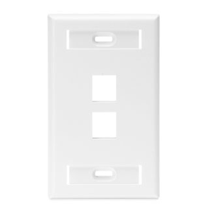 Leviton 42080-2WS ABS Plastic 1-Gang 2-Port Wallplate With ID Window White QuickPort