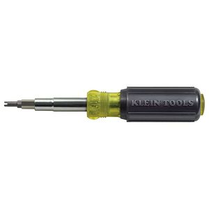 Klein Tools 32527 11-In-1 Screwdriver/Nut Driver With Schrader Bit 7-3/4-Inch Yellow/Black