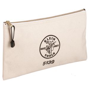 Klein Tools 5139 1 Pocket Zipper Bag No.10 Canvas With Brass Zipper White 12-1/2-Inch x 7-Inch