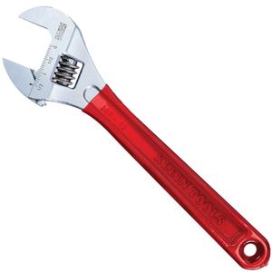 Klein Tools D507-12 High Polish Chrome Plastic-Dipped Handle Drop Forged Hardened Tempered Alloy Steel Extra Capacity Adjustable Wrench 12-3/8-Inch