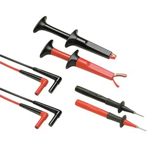 Fluke TL220 Flat Blade Industrial Crocodile Clip Flat Blade Straight To Right Angle Test Lead Set 1.5 m Black/Red