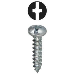 Dottie 2WS101 Zinc Plated Steel Slotted/Phillips Drive Pan Head 2-Way Sheet Metal Screw #10 x 1-Inch