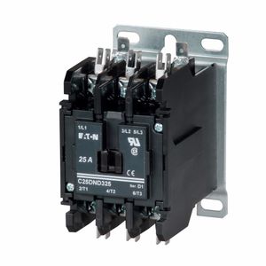 Eaton C25DND225A 2-Pole Open Type Non-Reversing Definite Purpose Control Contactor With Baseplate 25-Amp 110 - 120-Volt AC