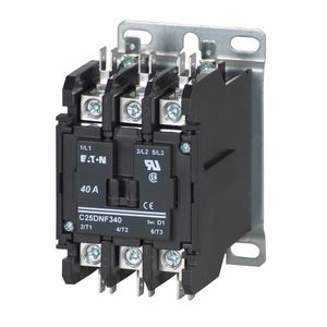 Eaton C25DNF240A 2-Pole Open Type Non-Reversing Standard Definite Purpose Contactor 40-Amp Inductive 50-Amp Resistance 120 Volt