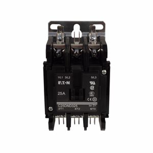 Eaton C25DND325B 3-Pole C25DND Model Non-Reversing Definite Purpose Contactor With Baseplate 25-Amp Inductive 35-Amp Resistive 208/240-Volt AC