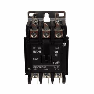 Eaton C25DNJ350A 3-Pole Open Type Non-Reversing Definite Purpose Control Contactor 50-Amp 110 - 120-Volt AC