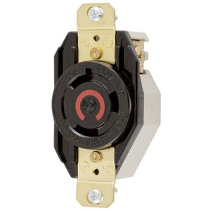 Hubbell-Wiring HBL2640 Screw Mount 3-Wire 2-Pole Single Locking Receptacle Industrial Grade 30-Amp 480-Volt AC Black Twist-Lock