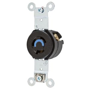 Hubbell-Wiring HBL4560 Flush Mount Single Receptacle 15-Amp 250-Volt 1-Phase NEMA L6-15R Black Twist-Lock