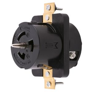 Hubbell-Wiring CS8369L Flanged Non-NEMA Single Locking Receptacle 3-Pole 4-Wire 50-Amp 250-Volt Twist-Lock