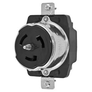 Hubbell-Wiring CS8369 Screw Mount Non-NEMA Single Receptacle 50-Amp 250-Volt AC 3-Phase Black Melamine Twist-Lock