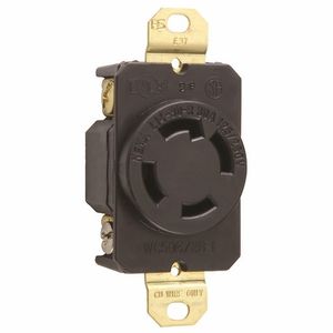 Pass & Seymour L1430-R Industrial Specification Grade Flush Mount Single Receptacle 30-Amp 125/250-Volt AC 3-Phase NEMA L14-30R Black Turnlok