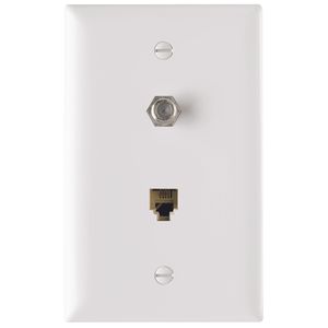 Pass & Seymour TPTELTV-W 1-Gang Rectangular Combination Communication Device Wallplate 4.688-Inch x 2.9375-Inch White