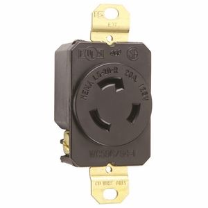 Pass & Seymour L520-R Industrial Specification Grade Flush Mount Single Receptacle 20-Amp 125-Volt AC NEMA L5-20R Black Turnlok