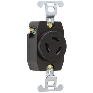 Pass & Seymour 4560 Industrial Specification Grade Strap Mount Single Receptacle 15-Amp 250-Volt AC 3-Phase NEMA L6-15R Black