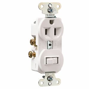 Pass & Seymour 691-W 1-Pole Duplex Combination Receptacle/Switch Device 120/125-Volt 15-Amp NEMA 5-15R White