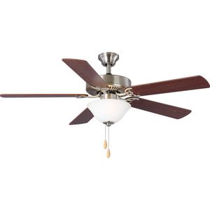 Progress Lighting P2599-09 Standard Ceiling Fan With Light Kit 52-Inch 3-Speed 5-Blade Brushed Nickel