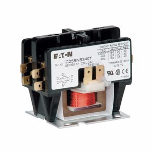 Eaton C25BNB220A 2-Pole Open Type Non-Reversing Compact Design Definite Purpose Control Contactor 20-Amp 110 - 120-Volt AC