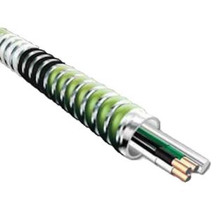 HCF-12/4-CU-AL-GRN-JKT-250COIL Copper Conductor Aluminum Armored MC Health Care Facilities Cable 12/4 250-ft Coil Green