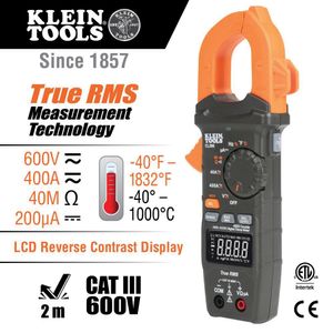 Klein Tools CL390 Auto-Ranging AC/DC Digital Clamp Meter 1.6-Inch 600-Volt AC/DC 400-Amp AC/DC