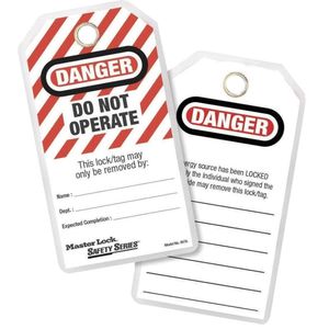 Ideal Industries 44-833 Heavy-Duty Lockout Tag Laminated Plastic Legend Danger - Do Not Operate Black/White On Red Striped Background