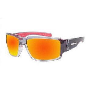 Bomber Eyewear BG104RMRF Non-Polarized Boogie Bomb Sun Glasses 2-Tone Crystal Smoke Frame Red Mirror Lens