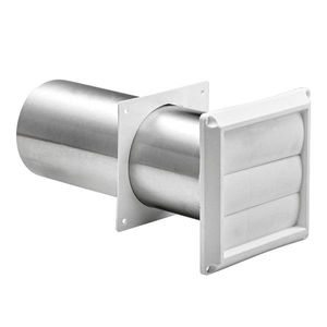 Lambro 290W Louvered Vent With Tail Pipe and Trim Plate 3-Inch White Plastic