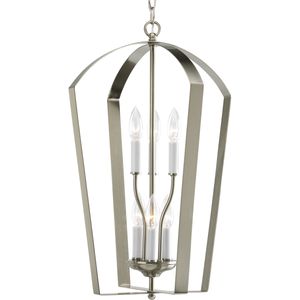 Progress Lighting P3929-09 6-Light Foyer Pendant Light 60-Watt 120-Volt Brushed Nickel Gather