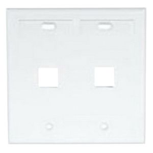 Leviton 42080-2WP High Impact Plastic 2-Gang 2-Port Rectangular Wallplate With ID Window White QuickPort