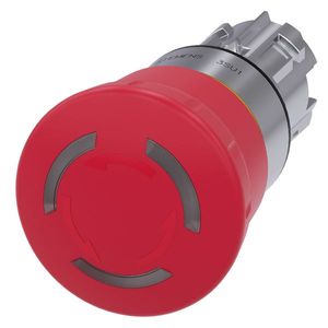 Siemens 3SU10511HB200AA0 22-mm Hole Mount 40-mm Mushroom Head Round Illuminated Emergency Stop Pushbutton 40-mm x 71.6-mm Sirius ACT