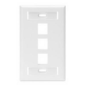 Leviton 42080-3WS ABS Plastic 1-Gang 3-Port Wallplate With ID Window White QuickPort