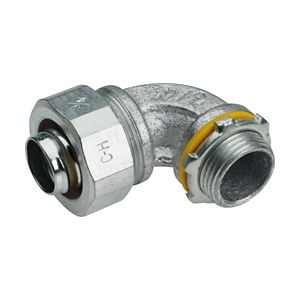 Crouse-Hinds LT30090 Zinc Electroplated Malleable Iron Non-Insulated 90-Degree Liquidtight Connector 3-Inch Liquidator™