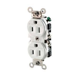 Leviton TWR15-W Industrial Grade Water-Resistant Straight Blade Duplex Receptacle 15-Amp 125-Volt NEMA 5-15R White Decora