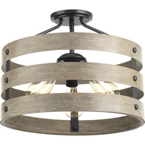 Progress Lighting P350049-143 3-Light Convertible Semi-Flush Mount Fixture 225-Watt 120-Volt AC Graphite Painted Gulliver