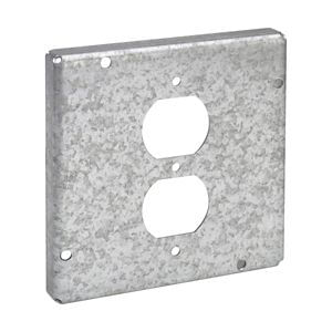 Crouse-Hinds TP722 Steel Surface Cover With (1) Duplex Receptacle Opening 4-11/16-Inch x 4-11/16-Inch x 1/2-Inch