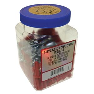 Metallics WAKJ14 Plastic Big Red Conical Wall Anchor Kit 1/4-Inch Jar Pack